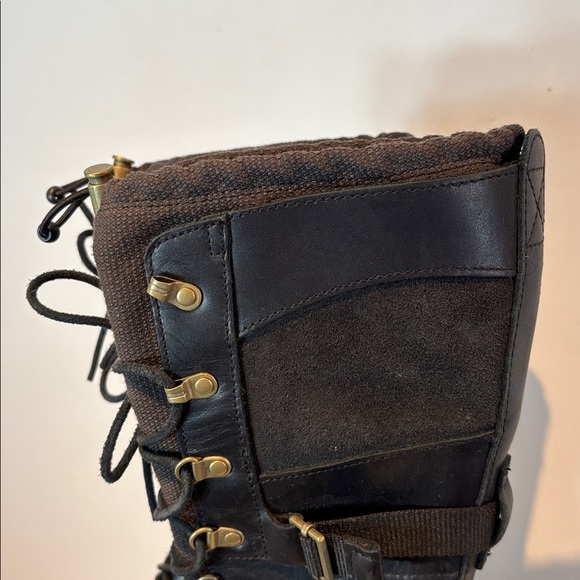 SOREL Boots Conquest Carly Tall Suede Leather Duck Black Size 6.5 - Picture 10 of 12